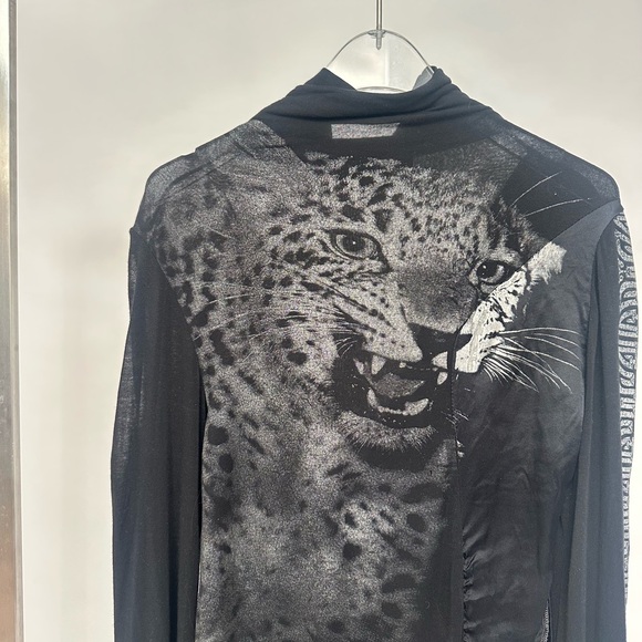 Isabel De Pedro Leopard Black Bell Sleeve Tunic Dress - Picture 11 of 16